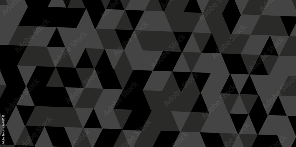 Seamless geometric pattern square shapes low polygon backdrop background. Abstract geometric wall tile and metal cube background triangle wallpaper. Gray and Black polygonal background. Seamless geometric pattern square shapes low polygon backdrop background. Abstract geometric wall tile and metal cube background triangle wallpaper. Gray and Black polygonal background.