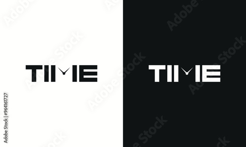 Time word mark logo design, Negative space time logo design.