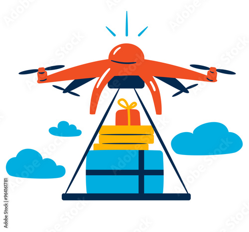 Drone delivering parcels contactlessly