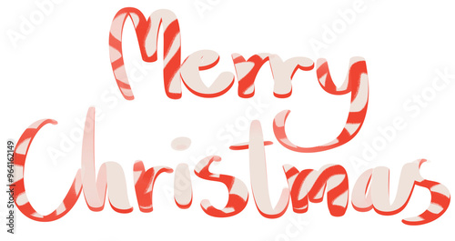 Candy Cane Merry Christmas Text - Festive Holiday Typography