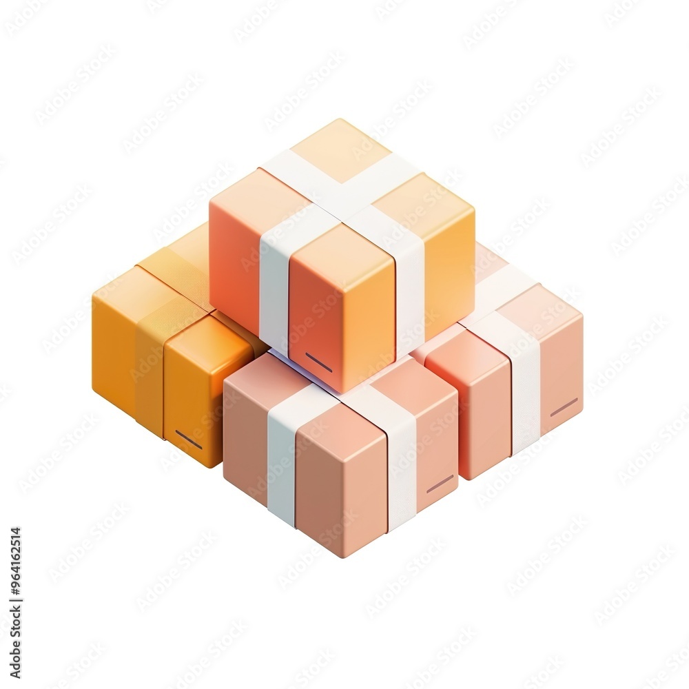 Parcels icon white background, 3D Rendering, isometric Parcels icon white background, 3D Rendering, isometric
