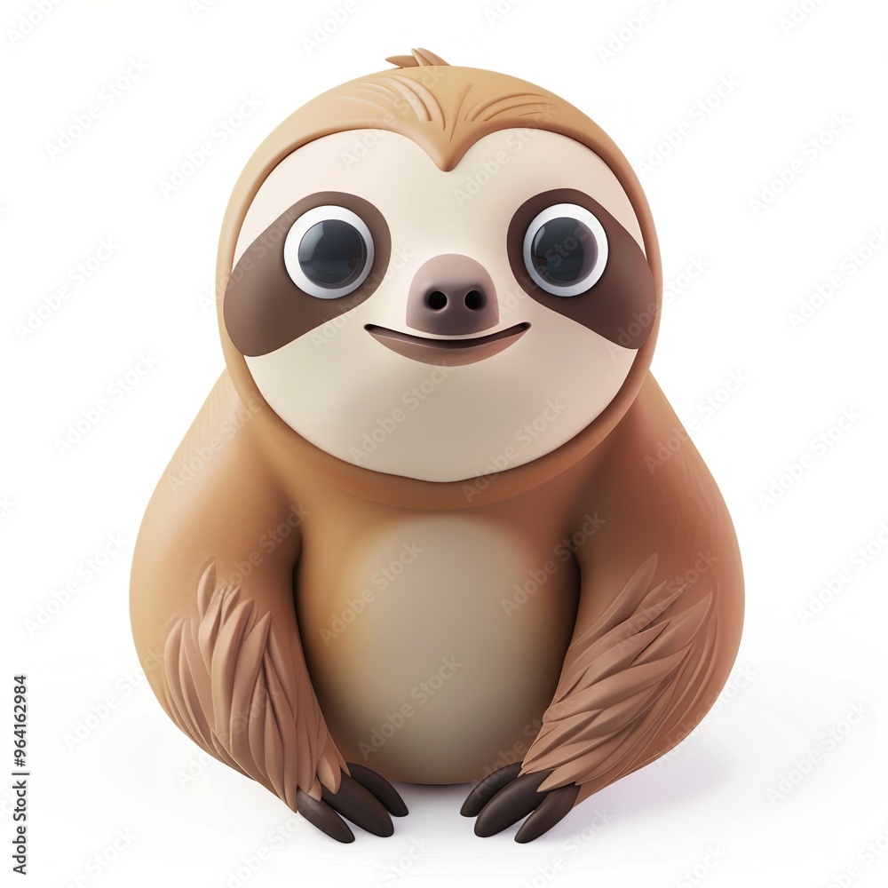 Obraz premium Sloth icon white background, 3D Rendering, isometric