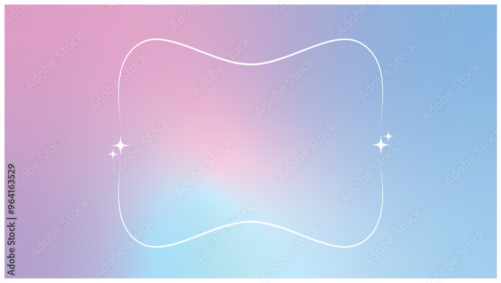 Abstract blank frame with sparkling stars on dreamy gradient background of blue, pink and purple colors Abstract blank frame with sparkling stars on dreamy gradient background of blue, pink and purple colors