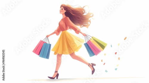 The girl with the shopping bag.