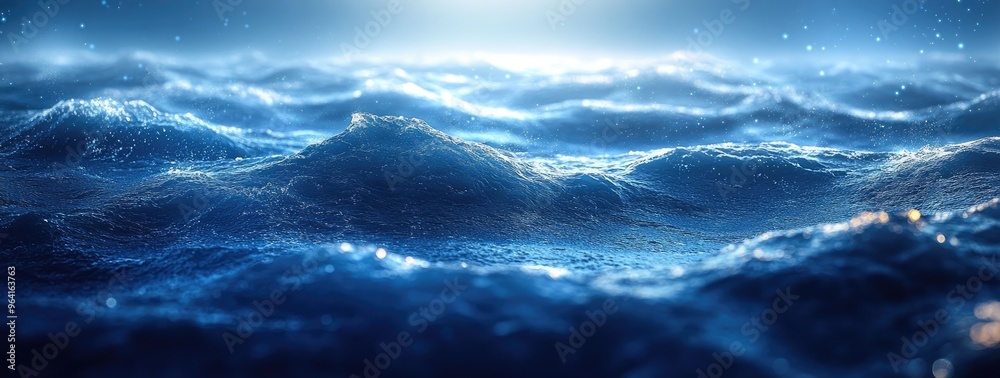 Fototapeta premium Abstract Water Surface With Glowing Lights