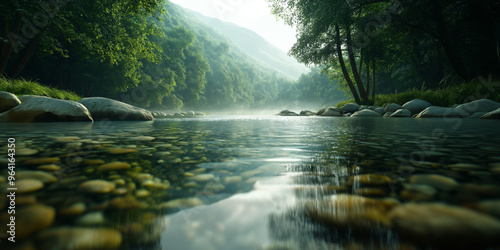 Wallpaper Mural Sunlight on a Gently Flowing Mountain Stream Torontodigital.ca