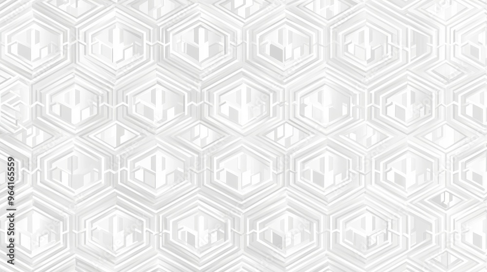 Abstract Geometric White Hexagon Pattern, White, Geometric, Abstract, Pattern