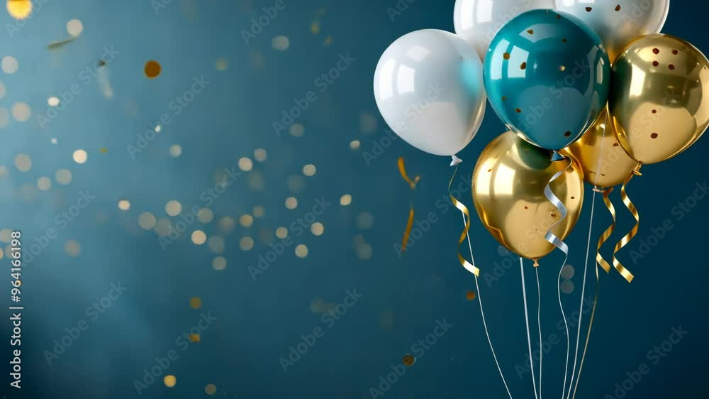 Colorful balloons and confetti for a joyful birthday celebration backdrop in a festive setting