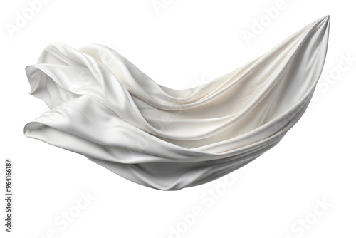 Elegant White Silk Fabric in Mid-Air cut out. isolated on transparent background. Copy space.