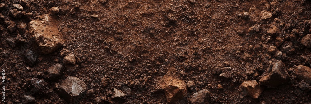 A Close Up View of Rich, Dark Soil Displaying Its Unique Texture and Diverse Pebbles Beneath A Close Up View of Rich, Dark Soil Displaying Its Unique Texture and Diverse Pebbles Beneath