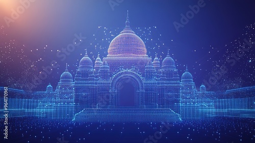 shri Ram Mandir Temple in Ayodhya,birth place Lord Rama, 22nd January ,f Pran Pratishtha of shri Ram.neon style photo