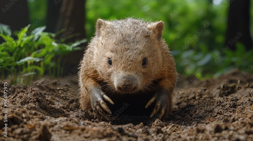 Wombat Unearthing Secrets: Close-up of Claws and Earth Textures in Natural Habitat Wombat Unearthing Secrets: Close-up of Claws and Earth Textures in Natural Habitat