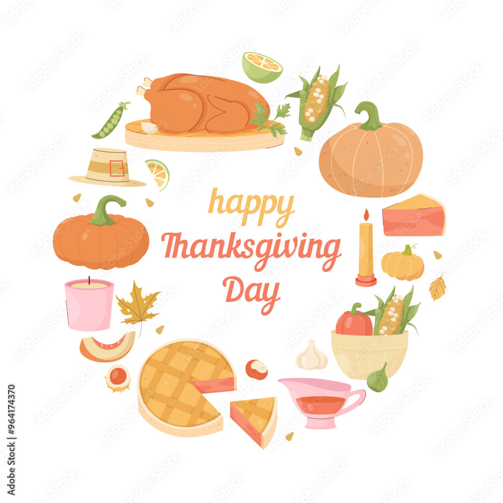 Happy Thanksgiving Round shaped greeting card Happy Thanksgiving Round shaped greeting card
