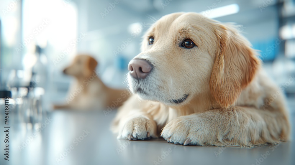 Golden Retriever Dog Paw Close Up at Vet Clinic Golden Retriever Dog Paw Close Up at Vet Clinic