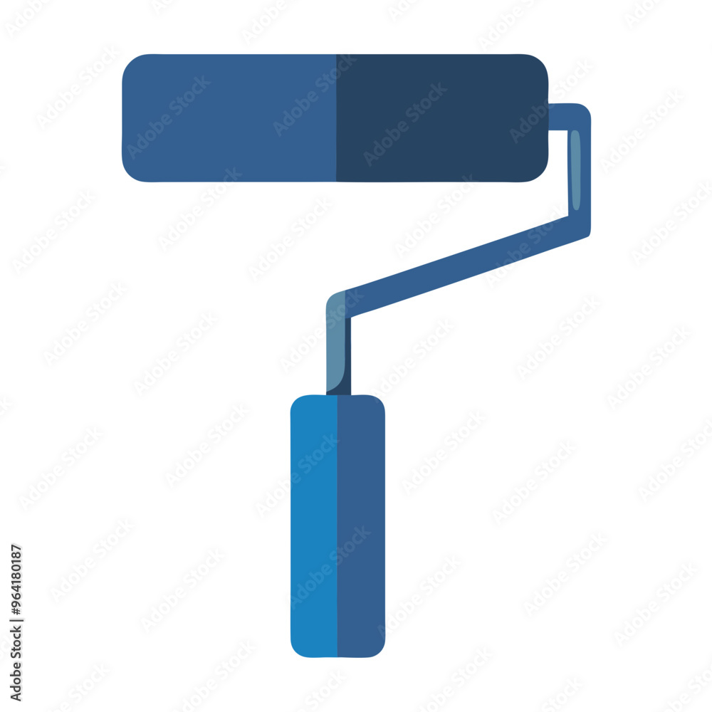 an illustration of a paint roller. The roller part at the top is depicted in two shades of blue, with the left side being a lighter blue and the right side a darker blue. an illustration of a paint roller. The roller part at the top is depicted in two shades of blue, with the left side being a lighter blue and the right side a darker blue.