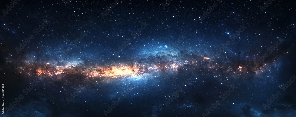 Fototapeta premium Stunning Cosmic Landscape: A Galaxy Bursting with Light and Color