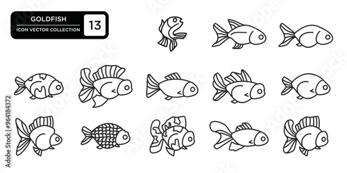 Gold fish icon set, editable and resizable vector icon templates.