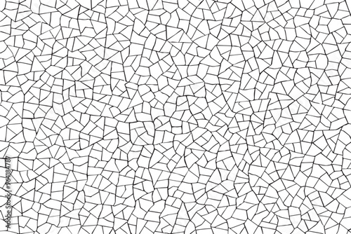 Mosaic panel. Vector illustration. Monochrome background of coarse soil. Splinters.