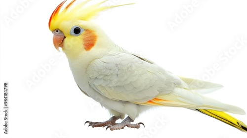 Cockatiel side view full body isolate on transparency background PNG