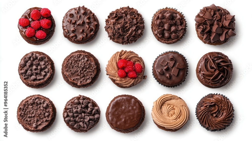 Collection of Chocolate cake top view full length isolate on transparency background PNG Collection of Chocolate cake top view full length isolate on transparency background PNG