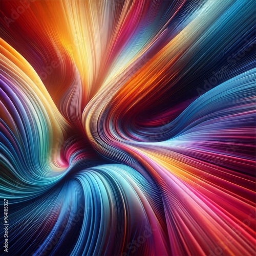 A dynamic abstract image showcasing a swirl of vibrant, colorful lines creating a sense of motion and energy. The interplay of colors and shapes makes this image captivating and visually stimulating