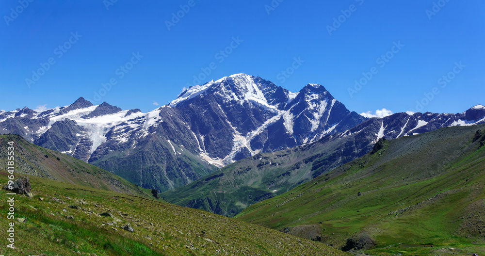mountain landscape with slope with alpine weadows on a foreground mountain landscape with slope with alpine weadows on a foreground