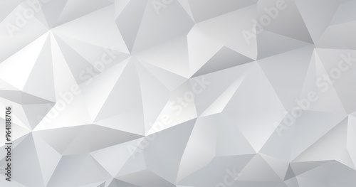 A geometric pattern featuring a series of triangular facets in shades of white and gray, creating a modern, abstract design.