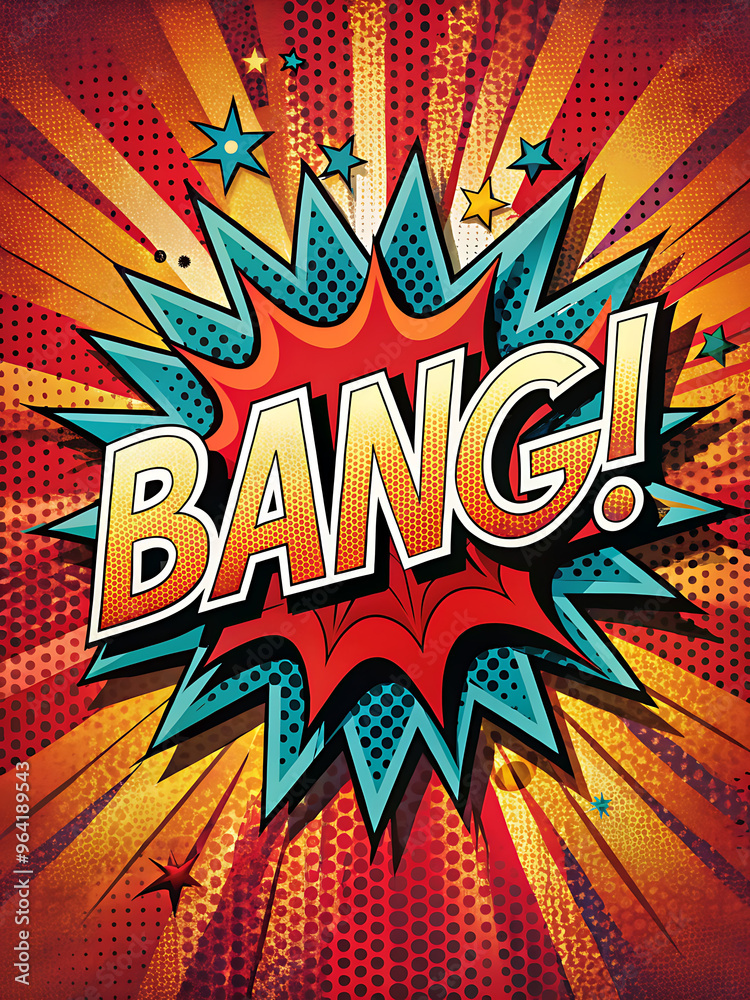 Comic explosion graphic design with Bang! Bang! text vibrant colors and ...