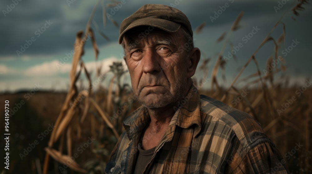 Obraz premium Agriculture Farmer on strike portrait