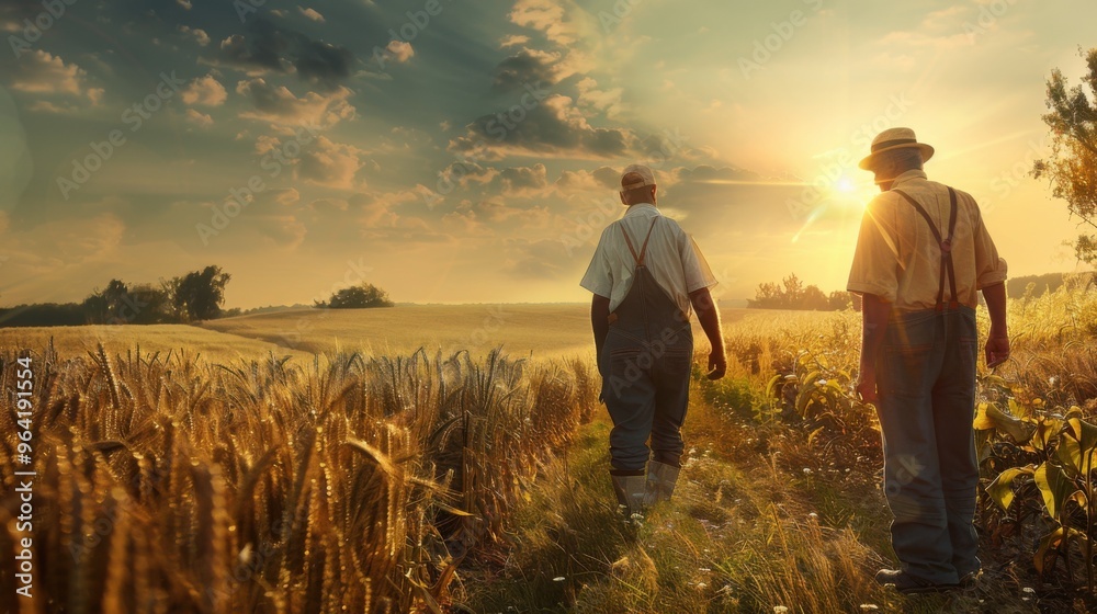 Farm Workers Portrait on the wheat field background Farm Workers Portrait on the wheat field background