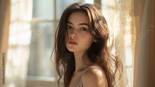 A portrait of a 25-year-old woman posing elegantly in her home. Free Download A portrait of a 25-year-old woman posing elegantly in her home. - GFXLoad