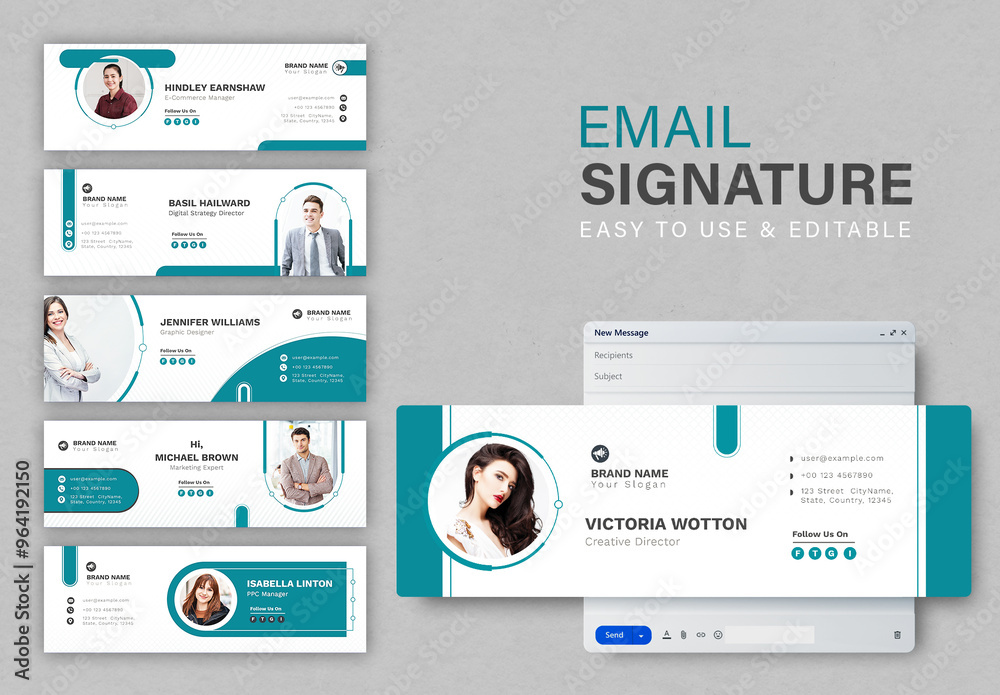 Email Signature Template Layout Stock Template | Adobe Stock