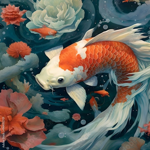 ILLUSTRATION OF A KOI CARP photo