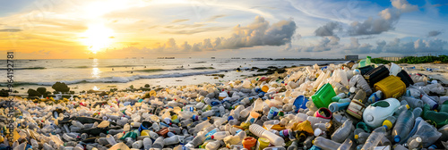 A sweeping perspective of a gargantuan pile of plastic pollution