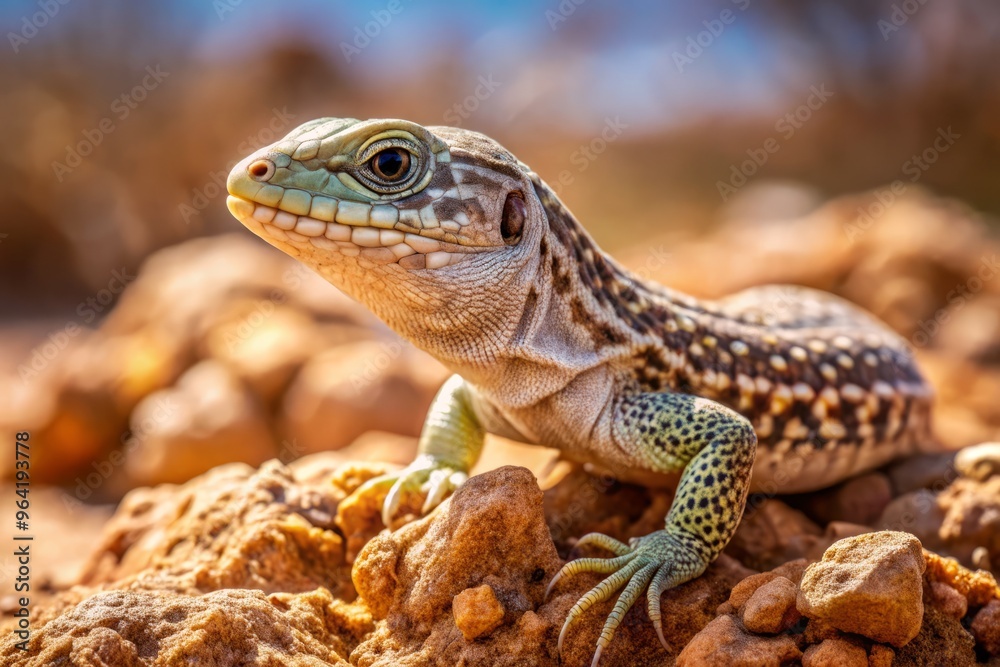 A sand lizard, with scaly body blending into desert sand, crawls slowly up a rocky outcropping, its eyes scanning for prey. A sand lizard, with scaly body blending into desert sand, crawls slowly up a rocky outcropping, its eyes scanning for prey.