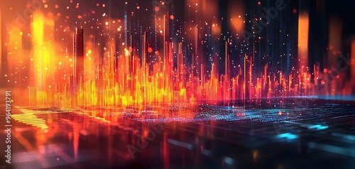 A Vibrant Display of Data: Visualizing Information Through Colorful Charts and Dynamic Patterns. Financial Analysis Concept