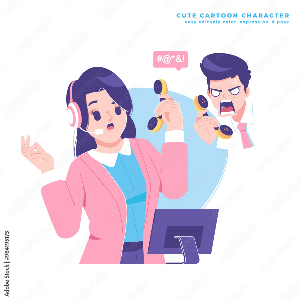 shocked costumer service character illustration shocked costumer service character illustration