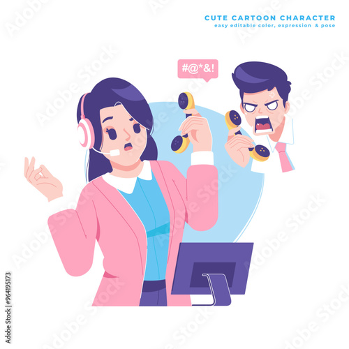 shocked costumer service character illustration