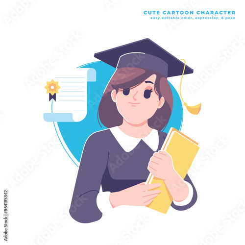 idea concept graduation girl character illustration