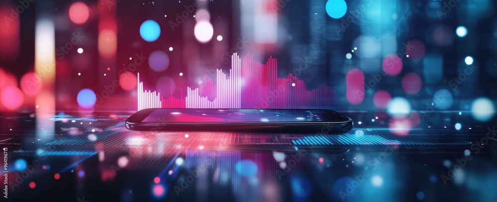 Smartphone with Abstract Neon Lights. Smartphone with Abstract Neon Lights.