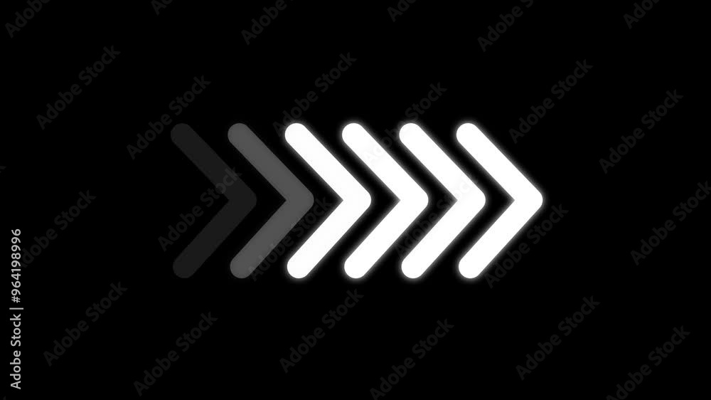 Blinking road sign arrow animation. Right sight direction arrow on black background. Blinking road sign arrow animation. Right sight direction arrow on black background.