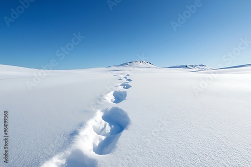 Lonely Footsteps in a Vast Snowy Landscape