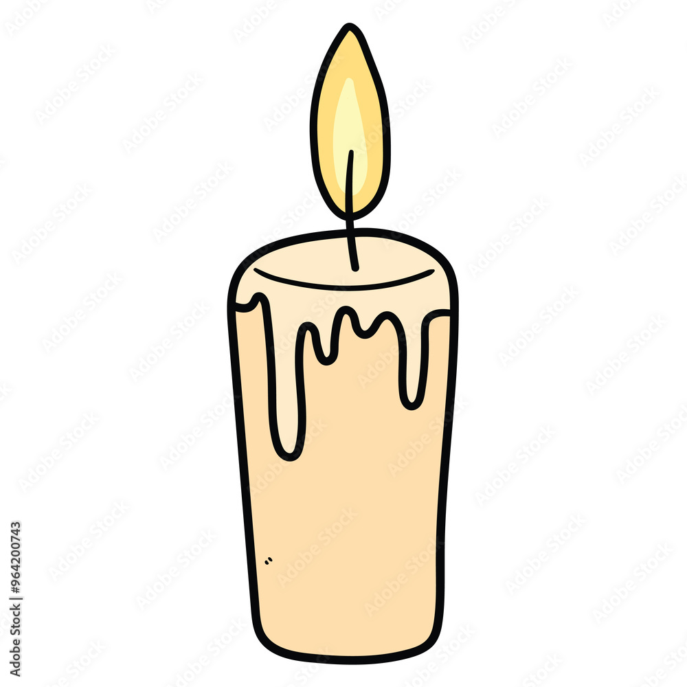 Hand drawn cartoon candle on white background. Hand drawn cartoon candle on white background.