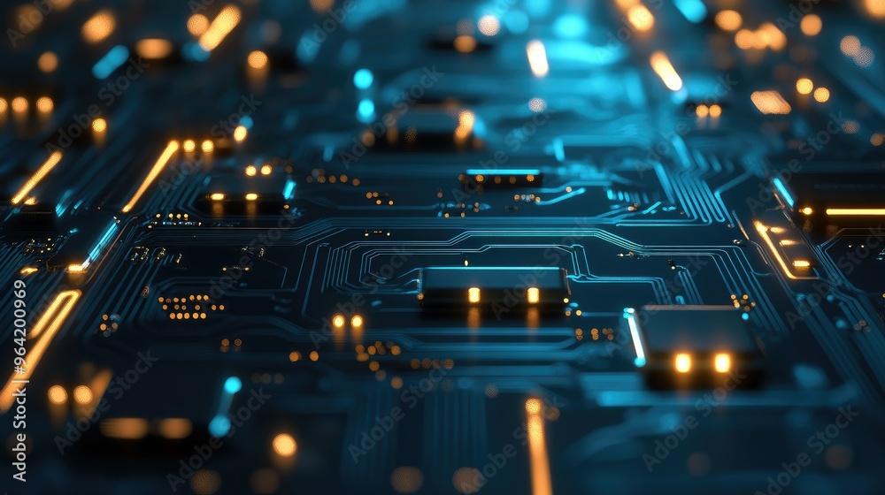 Technological circuit board with glowing lines Technological circuit board with glowing lines
