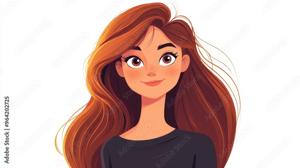 Charming cartoon of a woman with light brown hair and a neutral expression. A delightful D art piece on a white background. Charming cartoon of a woman with light brown hair and a neutral expression. A delightful D art piece on a white background.