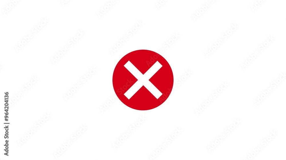 Red cross sign reject concept animation. Cancel or Delete button. round cross button on black background. Red cross sign reject concept animation. Cancel or Delete button. round cross button on black background.