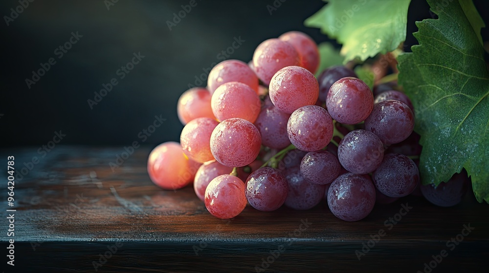 Focus on a fresh bunch of grapes standing out beautifully Focus on a fresh bunch of grapes standing out beautifully
