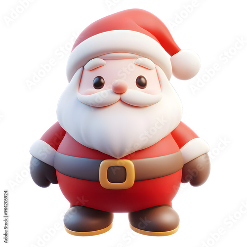Cartoon Santa Claus 3D icon isolated on transparent background