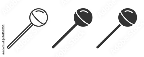 Minimalist vector illustration of lollipop icons in outline and filled styles.