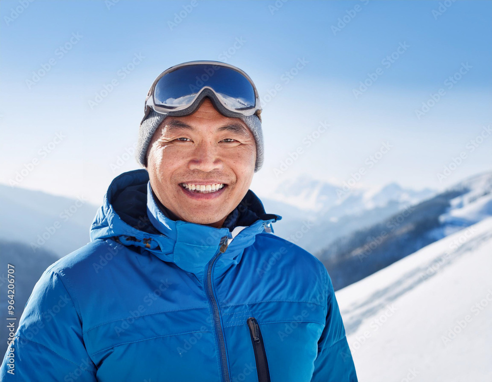 Winter Portrait of Happy Handsome Man Smiling Outdoors Winter Portrait of Happy Handsome Man Smiling Outdoors